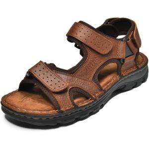 image:imageMens Sandals Premium Leather and Nonslip Rubber Soles Comfortable with Arch Support Outdoor Hiking Sport Summer Shoes